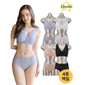 [오모떼]소프트라인 프론트 단추 브라팬티 4종세트/택일