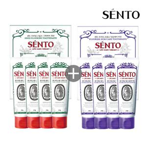 센토 프라임 고불소 구취케어치약 120g 4개+잇몸케어치약 120g 4개