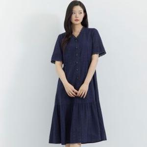 [지센] (2컬러) 코튼 펀칭레이스 핏앤플레어 원피스 LFOPQ508