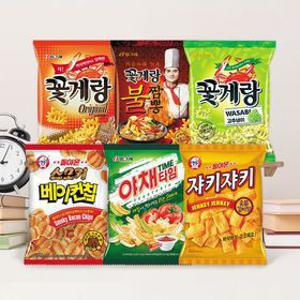 빙그레 꽃게랑 4봉+야채타임 4봉 + 꽃게랑 와사비4봉+ 베이컨칩 4봉 외 과자 16봉 골라담기