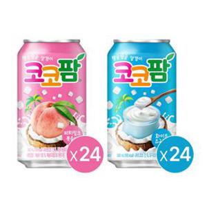 (본사직영) 코코팜 피치핑크 340ml 24개+코코팜 화이트 340ml 24개_분리배송