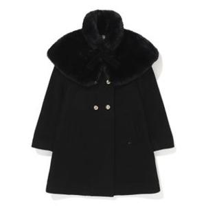 블랙 퍼 케이프 울 코트BZ64CT01BK