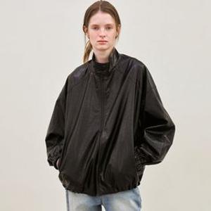 faux leather high-neck jacket (black)