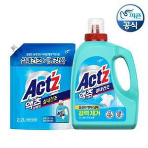 초특가 액츠 세탁세제 퍼펙트 실내건조(일반/드럼겸용) 3L 용기 x 1개+2.2L 리필 x 1개