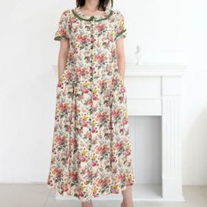 둥근카라 레이스 핀턱 원피스B242WO1030