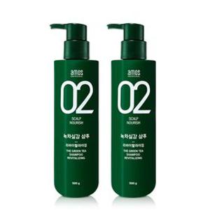 아모스 녹차실감 샴푸 리바이탈라이징 500g 지성타입 1+1