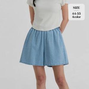 여름 4부 A라인 밴딩 코튼 데님 반바지 (J2618)