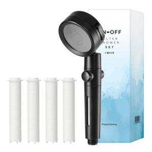 해피달링 수압상승 3단조절 온오프 필터 샤워기 헤드 + 필터 5p 세트