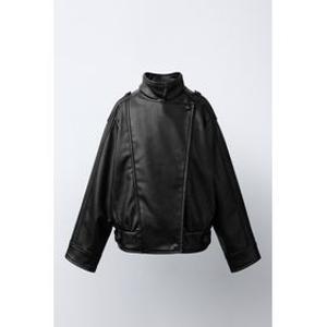 국내배송 ZARA 자라 페이크 레더 크로스 재킷 블랙 0562708800 2117853