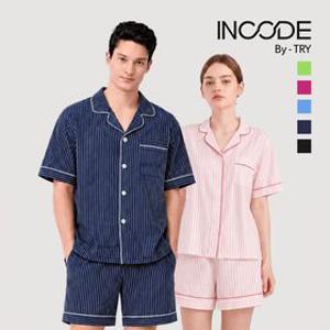 [딜크릿][인코드] 남녀 공용 데일리 커플 반팔 파자마 세트