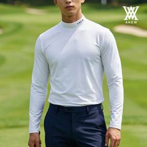 어뉴 골프 남성 티셔츠 쿨링 모크 넥  베이스레이어 화이트 AGGMMTS01WH