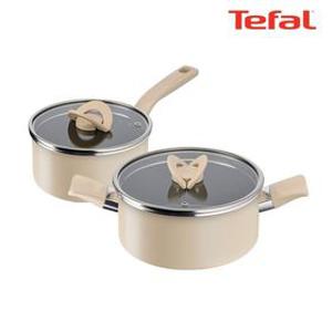 [테팔] 팬&냄비 인덕션 블라썸 베이지 2종세트 (편수냄비 18cm+양수냄비 20cm)