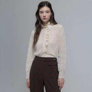 하이넥 프릴 레이스 블라우스 O263T259
