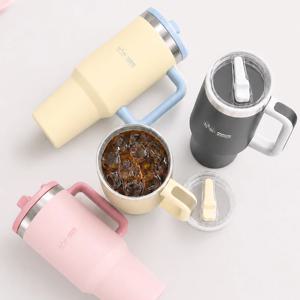 1+1 더블벤티 대용량 텀블러 1200ml 빨대 스텐 차량용 보냉보온
