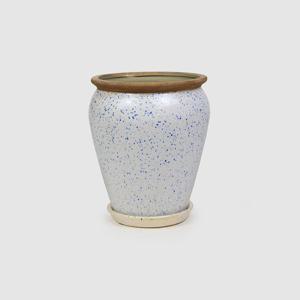 엔틱 토분 블루 도트 화분 받침 세트 대 Y956-1