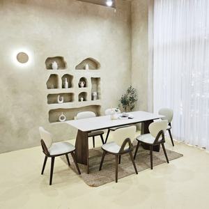 메리다 포세린 세라믹 다이닝 식탁+의자4, 1600mm, 월넛