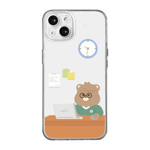 열공 안경 곰돌 캐릭 투명 TPU 풀커버 아이폰 갤럭시 폰케이스