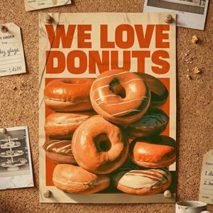 WE LOVE DONUTS 빈티지 도넛 레트로 카페 인테리어 포스터