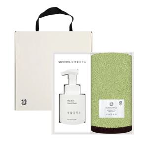 에센셜 프리미엄 뱀부타월 200g 1매 + 생활공작소 핸드워시250ml 선물세트 답례품