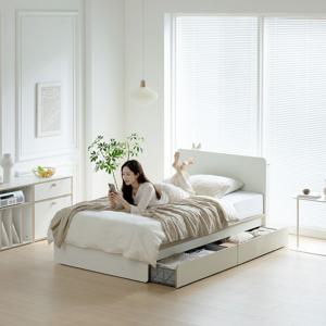 마이온 슈퍼싱글 LED+USB 서랍 수납 침대 프레임 SS