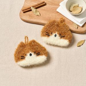뚱냥이 아크릴 수세미 2개입 브라운