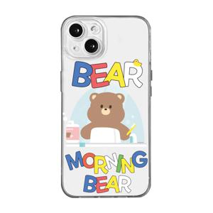 곰돌이 모닝 루틴 투명 TPU 아이폰 갤럭시 풀커버 폰케이스