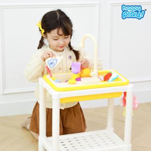 주방놀이 물나오는 뽀득뽀득 싱크대 장난감 선반 세트