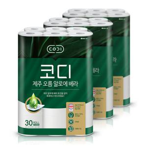 쌍용씨앤비 코디 제주 오름 알로에 베라 3겹 화장지 30m 30롤 3팩