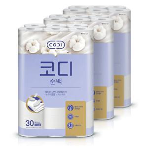 쌍용씨앤비 코디 순백 3겹 화장지 25m 30롤 3팩