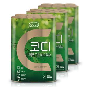 쌍용씨앤비 코디 에코그린 바스티슈 3겹 화장지 30m 30롤 3팩