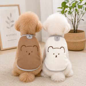 곰돌이 자수 와플 강아지옷 소형견 데일리 티셔츠
