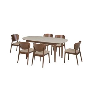 뉴카르네 세라믹식탁 6인세트 180cm 브라운_체어 6EA (옵션 택1)