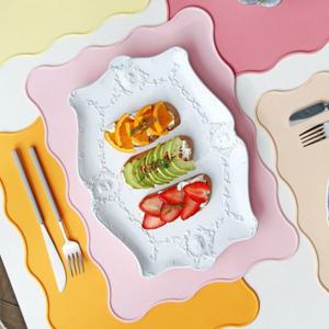 마리포사 로코코 식탁매트 (베이비핑크) 프리미엄 실리콘 테이블매트 레이스 사각 0023