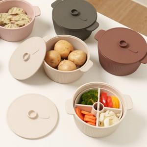 국내산 실리콘 전자레인지 이유식 고구마 찜기 계란찜 야채 라면 용기 1200ml
