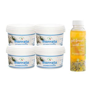 냉동 부라타치즈 4개 + 겟플레시 얼린 망고,패션후르츠,코코넛워터 주스 330ml 1개