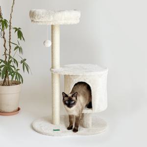고양이 보송 심플 숨숨집 스크래쳐 캣폴 캣타워 / 아이보리