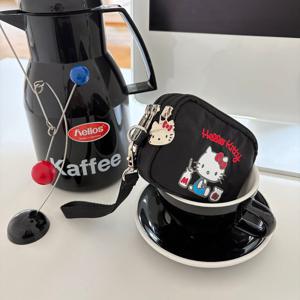 헬로키티 블랙3단 카드 동전지갑 손목스트랩 미니 파우치 Kitty Trio Wallet