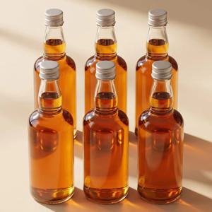 클래식 위스키 원형 유리병 375ml 6P 실버캡 속마개 포함 공병 술공병