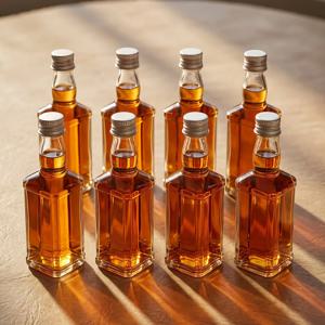클래식 위스키 사각 유리병 50ml 8P 실버캡 속마개 포함 미니유리병 소분병