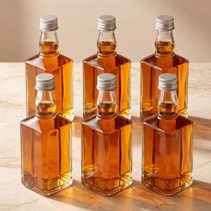 클래식 위스키 사각 유리병 375ml 6P 실버캡 속마개 포함 공병 술공병
