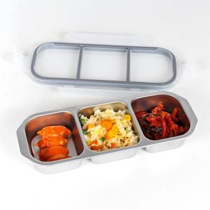 3칸 무연마제 스텐 304 칸칸 밀폐용기 600ml 나눔 반찬통 도시락통
