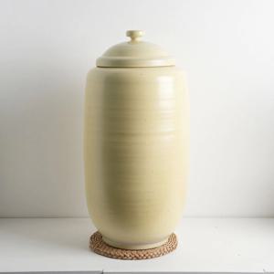 진 무지 지통 연노랑 쌀독 20kg 크림버터색 항아리 소금항아리