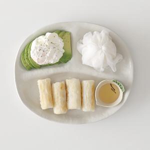 일본 도자기 3칸 식판 나눔접시 회접시 만두 접시 소스일체형 플레이트