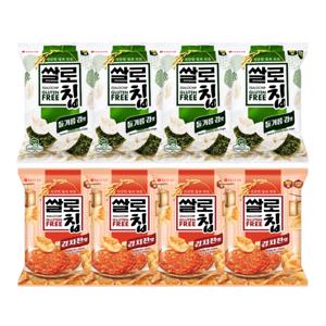 롯데 쌀로칩 들기름 김맛 75g 4개+쌀로칩 김치전맛 75g 4개