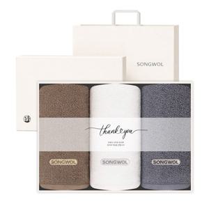 앰버 40수 170g 호텔수건 3매 감사 레터링 띠지 선물세트 (크림상하+쇼핑백)