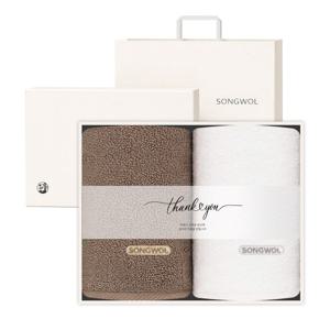 앰버 40수 170g 호텔수건 2매 감사 레터링 띠지 선물세트 (크림상하+쇼핑백)