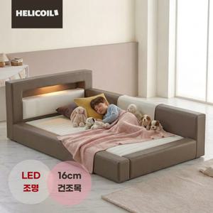 국내 자체제작 더프린스 LED 저상형 패밀리침대 SS/Q (파워본넬매트리스+깔판 포함)