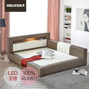 국내 자체제작 더프린스 LED 저상형 패밀리침대LK(파워본넬매트리스+깔판)