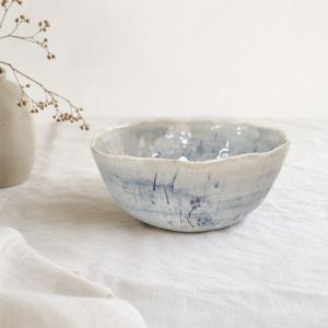 초화 수작업 우동기 (지름 17.5 cm) 면기 우동기 냉면기 비빔기 멸치국수면기 샐러드볼