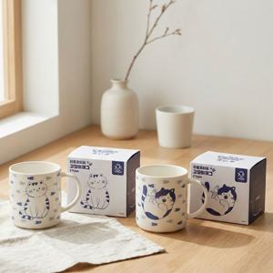 일본 고양이 귀여운 카페 머그 도자기 머그컵 집들이 선물 390ml